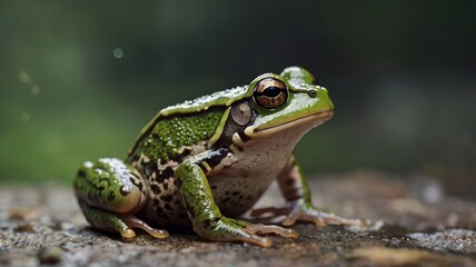 Obraz premium A green frog in a natural environment