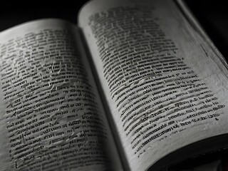 Fototapeta premium A Close-Up View of an Open Ancient Book with Torn Pages and Ink-Written Text