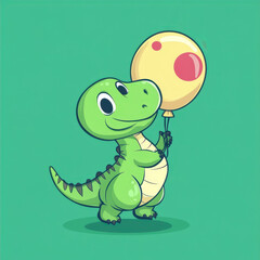 Fototapeta premium A Cheerful Dinosaur Balloon Character Delights With Its Playful Charm Against a Vibrant Backdrop