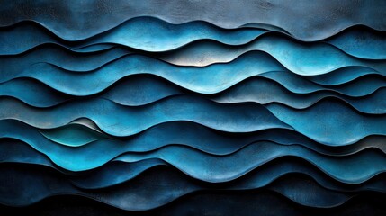 Obraz premium Abstract blue waves pattern with textured background.