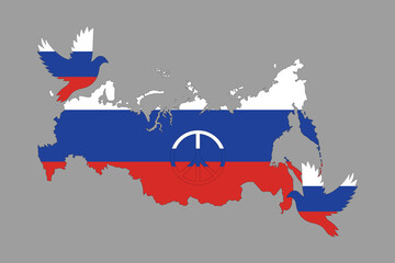 Fototapeta premium Map of Russia with the national flag of Russia, Russia flag vector graphic, Russia country flag is a symbol of freedom, National Russia flag, vector illustration 