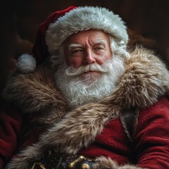 Santa Claus with white beard in a cozy setting