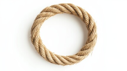 Obraz premium Round twisted rope circle on white background perfect for nautical and rustic design themes