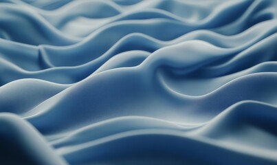 Obraz premium 3D render of an abstract blue wavy cloth