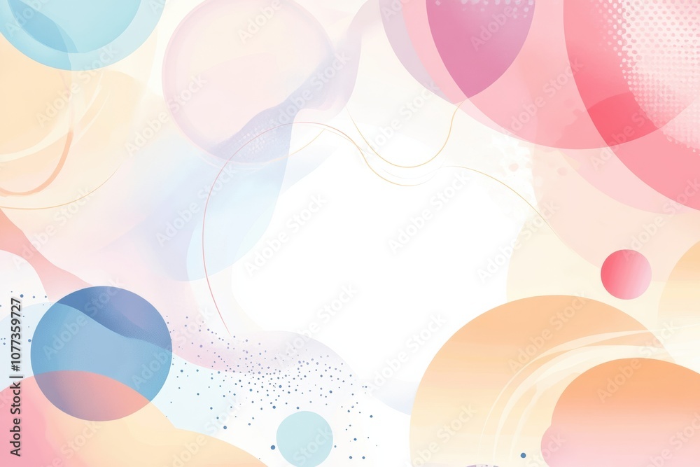 Poster blending soft pastel colors, overlapping shapes produce a soothing effect, evoking feelings of seren