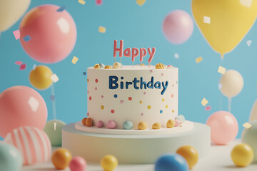 background with the text "Happy Birthday" in the center of the image, creating a warm and joyful holiday atmosphere, minimalistic design 

