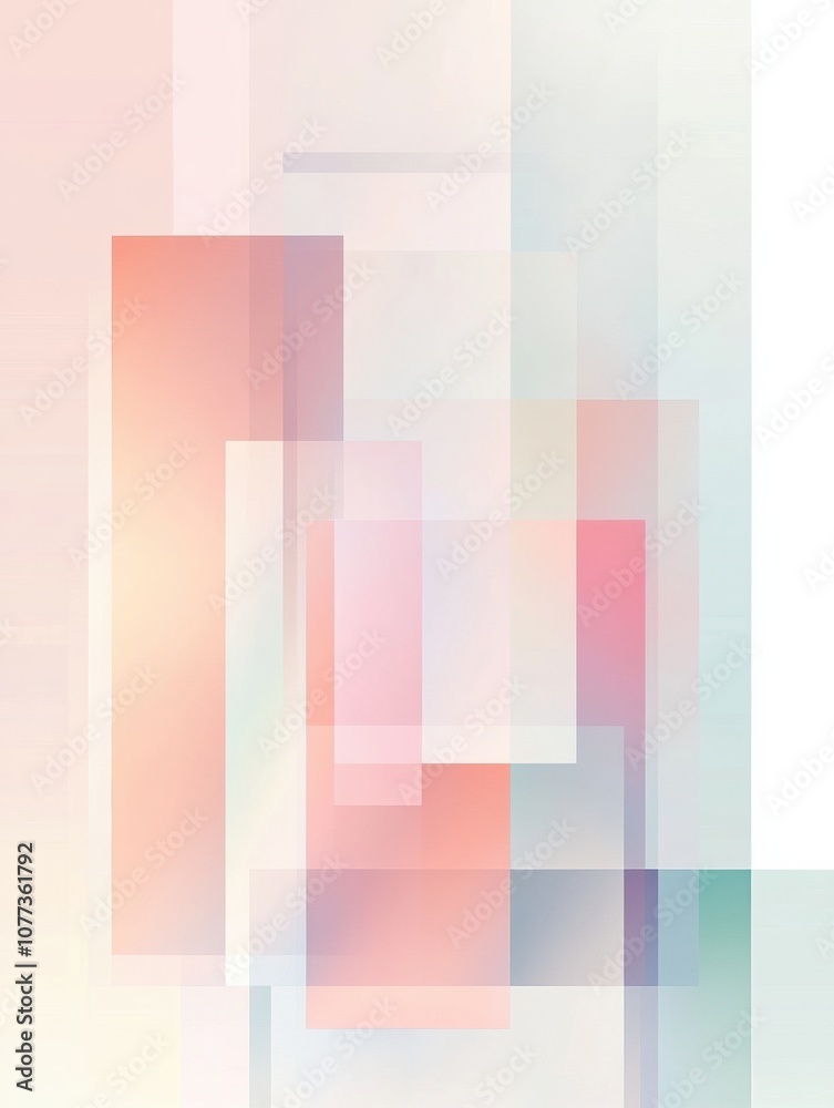 Poster Soft pastel hues blend seamlessly in layered designs, crafting a serene and engaging visual experience emphasizing minimalist art. Generative AI