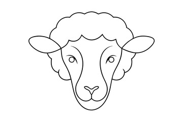 Minimalist Line Drawing of Sheep Head Logo Vector Illustration | Clean Line Art Design