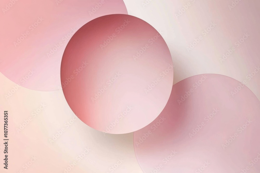 Poster curved shapes in soft pink hues blend seamlessly, creating a tranquil and minimalist ambiance perfec