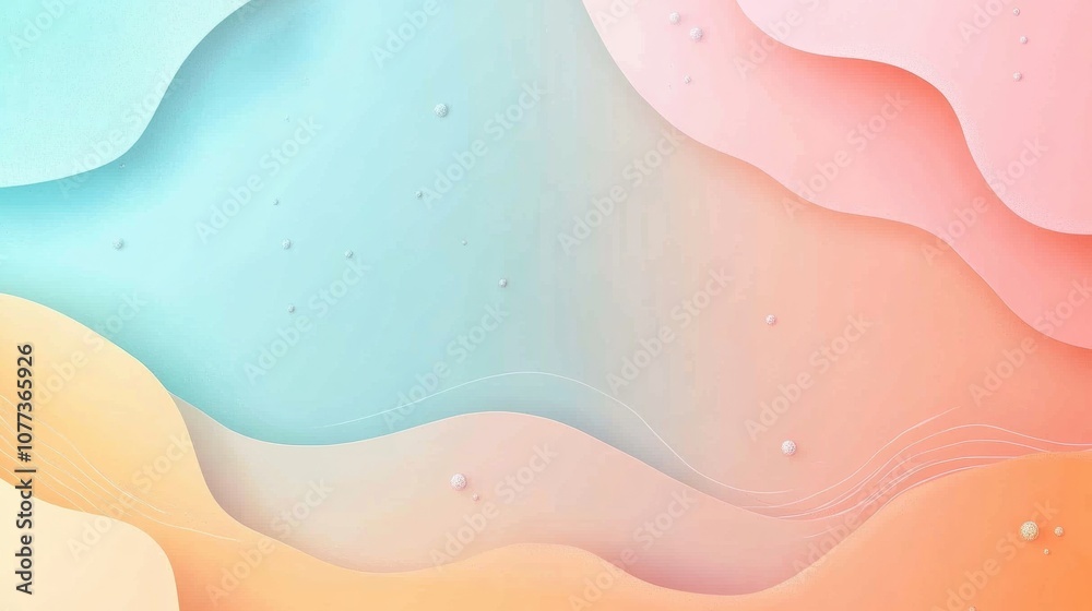 Fototapete soft waves of pastel colors flow and blend together, creating a calming and modern abstract composit