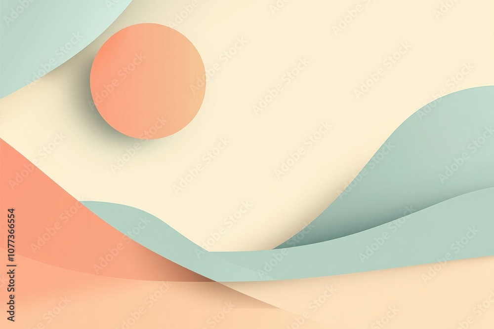 Aufkleber curved and abstract shapes blend together in soft hues, forming a calming composition that invites c