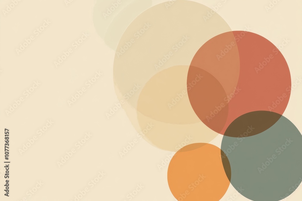 Aufkleber Overlapping circles in warm hues create a visually appealing abstract design on a gentle backdrop, emphasizing minimalist art. Generative AI