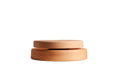 Round podium on a transparent background. Wood texture.