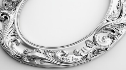 Elegant silver ornate frame with intricate floral design on white background