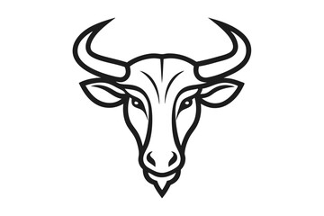 Minimalist Line Drawing of Wildebeest Head Logo - Vector Illustration