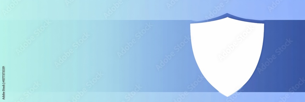 Aufkleber A minimalist shield icon is featured on a soothing blue-to-white gradient, highlighting the importance of cybersecurity and protection. Generative AI