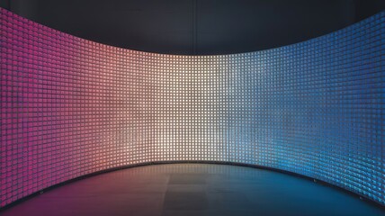 Fototapeta premium Curved LED Pixel Wall with Gradient Lighting
