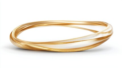 Fototapeta premium Elegant gold metallic twisted ring on white background for modern minimalist design