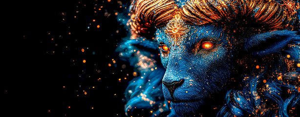 Obraz premium Mythological animals, Aries and Capricorn, Zodiac sign, astrology, future