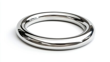 Fototapeta premium Sleek chrome circular bracelet on white background