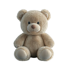 Obraz premium Adorable Beige Teddy Bear Plush Toy on White Background