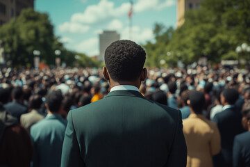 Fototapeta premium Daylight civil rights rally in an urban center