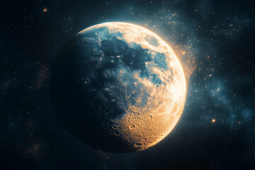 Obraz premium A dreamlike journey to the Moon during an imaginary lunar exploration