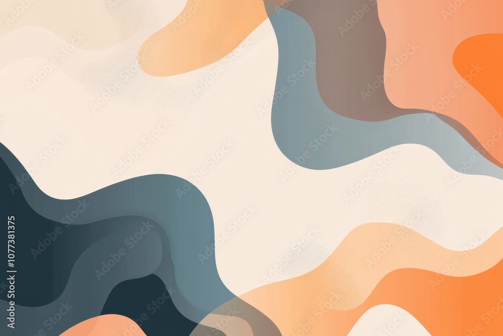 Aufkleber Curved and flowing shapes mingle in a palette of warm and cool tones, showcasing an artistic interplay of colors and forms. Generative AI