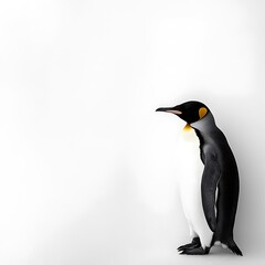 Fototapeta premium there is a penguin standing on a white surface with a white background