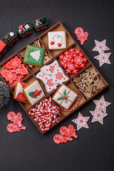 Homemade Christmas gingerbread cookies made as sweets