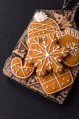 Homemade Christmas gingerbread cookies made as sweets