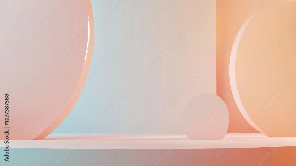 Aufkleber Soft pastel colors blend together with abstract shapes, creating a peaceful and modern aesthetic perfect for a minimalist environment. Generative AI