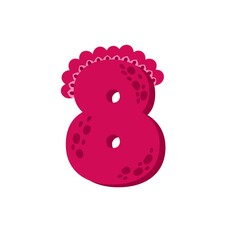Dinosaur figure 8 ( eight ) for designing birthday or dino party invitation, greeting card, sticker, banner, logo, icon, poster.