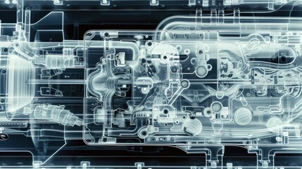 X-Ray of Plastic Part Highlighting Internal Structures for Manufacturing Analysis