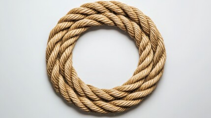 Obraz premium Close-up of twisted rope circle on light background for nautical and maritime themes