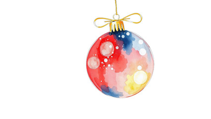 Watercolour Christmas ball isolated on transparent background. Ai generated.