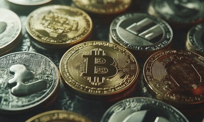 Bitcoin Cryptocurrency Coins Background