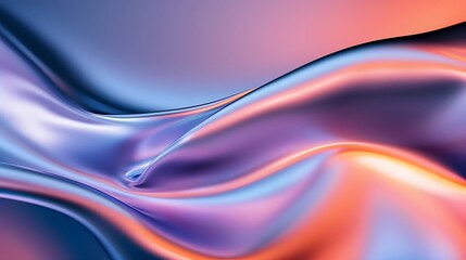 Obraz premium Iridescent Metallic Waves in Purple and Orange Hues