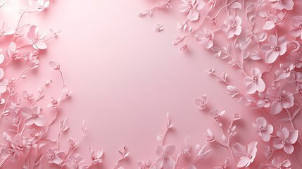 Elegant pastel pink featuring delicate floral pattern with embossed flowers background