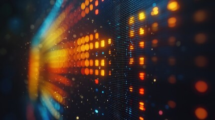 Fototapeta premium Abstract glowing digital background with colorful lines, dots and bokeh.