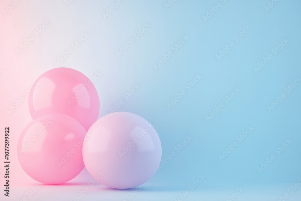 Poster three smooth, rounded shapes in pastel pink and lavender rest peacefully against a calming blue back