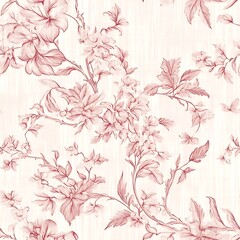 a close up of a floral wallpaper with a pink background