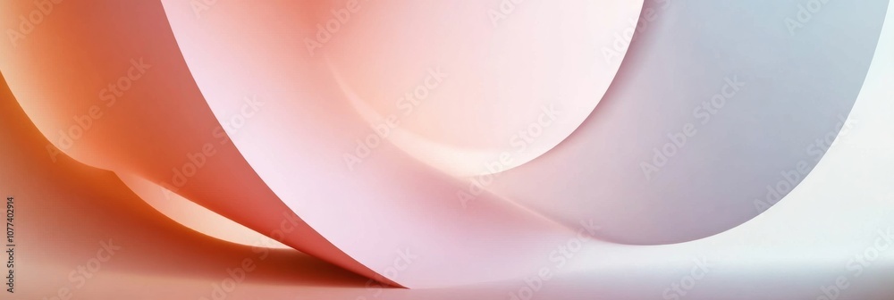 Aufkleber Layered shapes in soft hues blend seamlessly, evoking a tranquil atmosphere and emphasizing the beauty of minimalist design. Generative AI