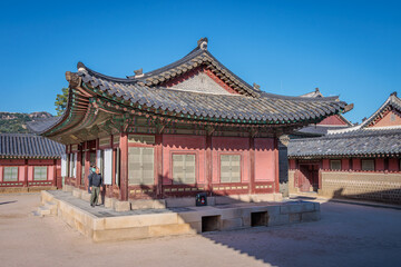 Seoul, South Korea - October 20 2024 "Beautiful architecture of Gyeongbokgung Palace in Seoul"