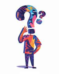 Illustration of a person having questions and thinking