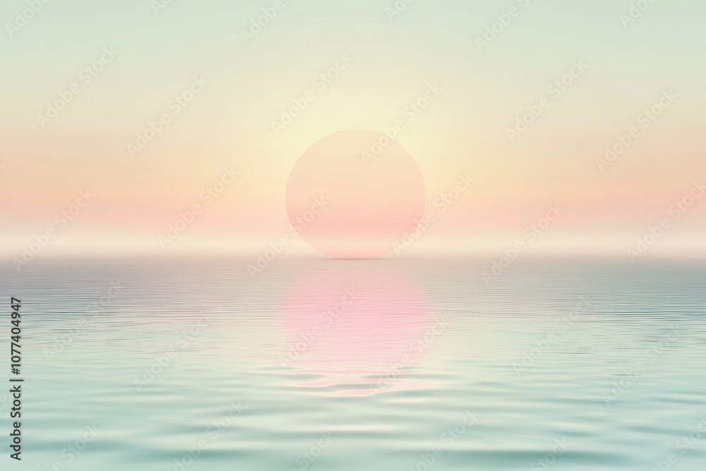 Aufkleber soft pastel colors blend seamlessly as the sun sets over tranquil waters, creating an abstract minim