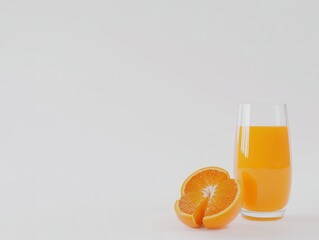 Naklejka premium Orange Juice and Slices - Refreshing Drink
