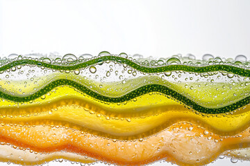 Macro X-Ray Style Lemon Close-Up: Fresh, Translucent Texture with Water Droplets
