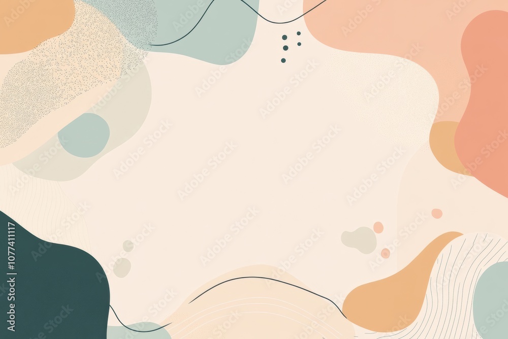 Poster soft pastel shapes blend together harmoniously, offering a serene and minimalist backdrop suitable f