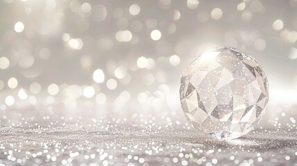 Sparkling crystal ball on glimmering background, elegant bokeh effect, glittering gem, luxury, celebration, festive vibes concept